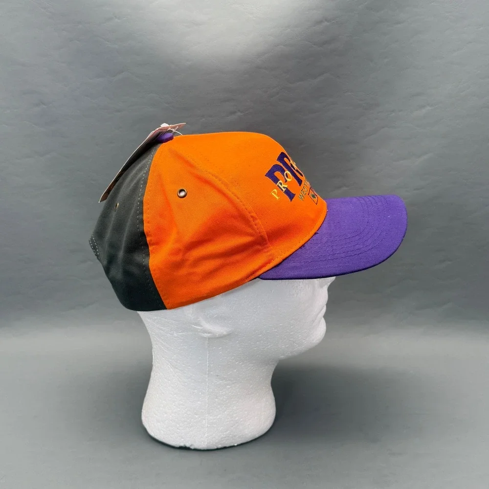 NWT Vintage PRCA Pro Rodeo Western Wear Snapback Hat Cap Orange Purple OSFA